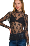 LT-6343Y BLACK LACE TOP