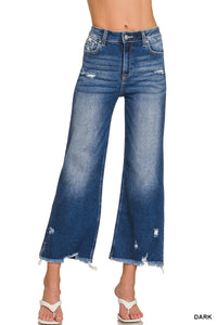 DTP-9581DD Raw Hem Crop Denim