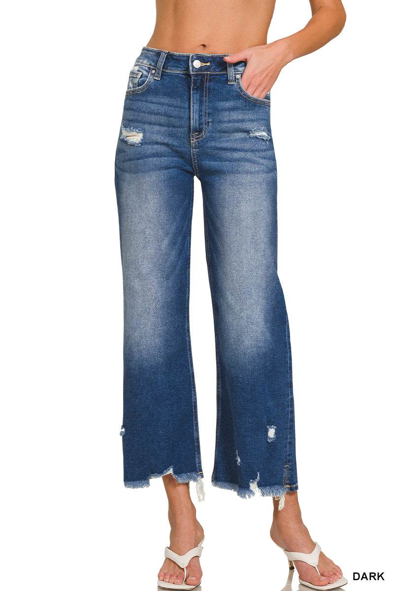 DTP-9581DD Raw Hem Crop Denim