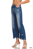 DTP-9581DD Raw Hem Crop Denim