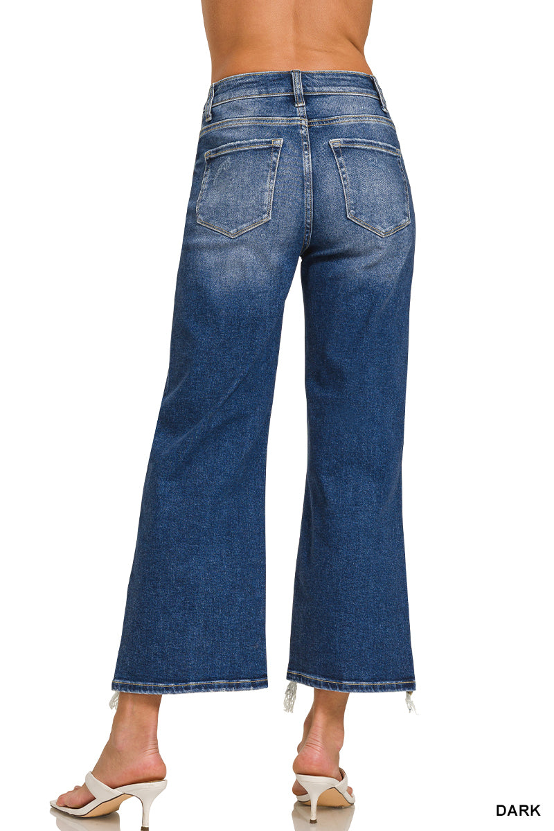 DTP-9581DD Raw Hem Crop Denim