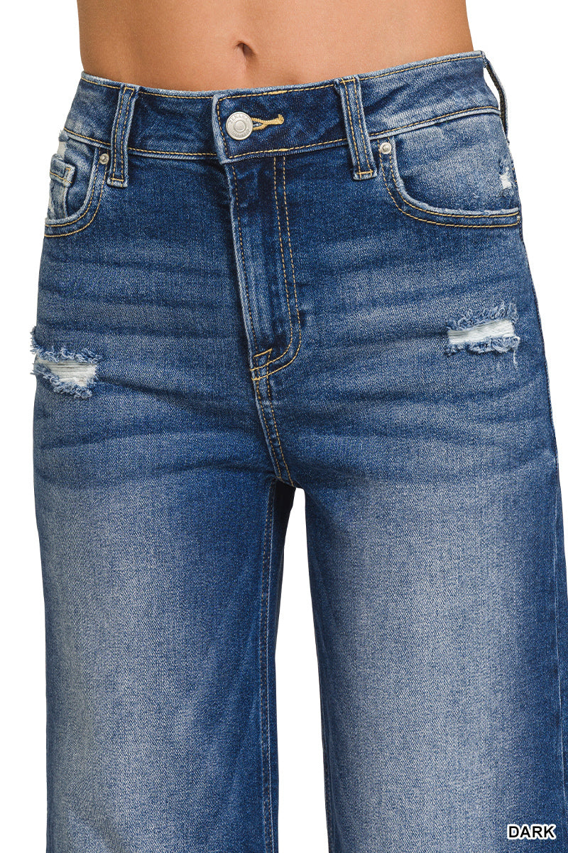 DTP-9581DD Raw Hem Crop Denim