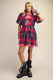 ED29327 Plaid Bow Dress