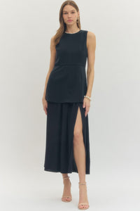 D28974 Lined Midi  Dress Dark Blue