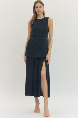 D28974 Lined Midi  Dress Dark Blue