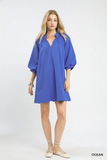 C565 Ocean Blue Textured Mini Dress