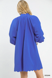 C565 Ocean Blue Textured Mini Dress