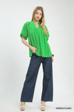 C5966 Linen Flutter Sleeve Top