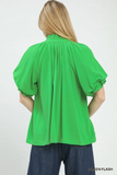 C5966 Linen Flutter Sleeve Top