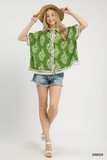 K1720 Green Abstract Blouse