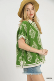 K1720 Green Abstract Blouse