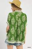 K1720 Green Abstract Blouse