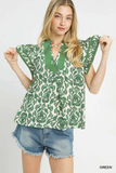 K1757 Green Floral Top