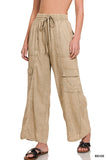 QPW-7187D4 Beige Linen Pants
