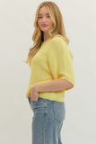 T30497 Lemon Textured Knit SS Top
