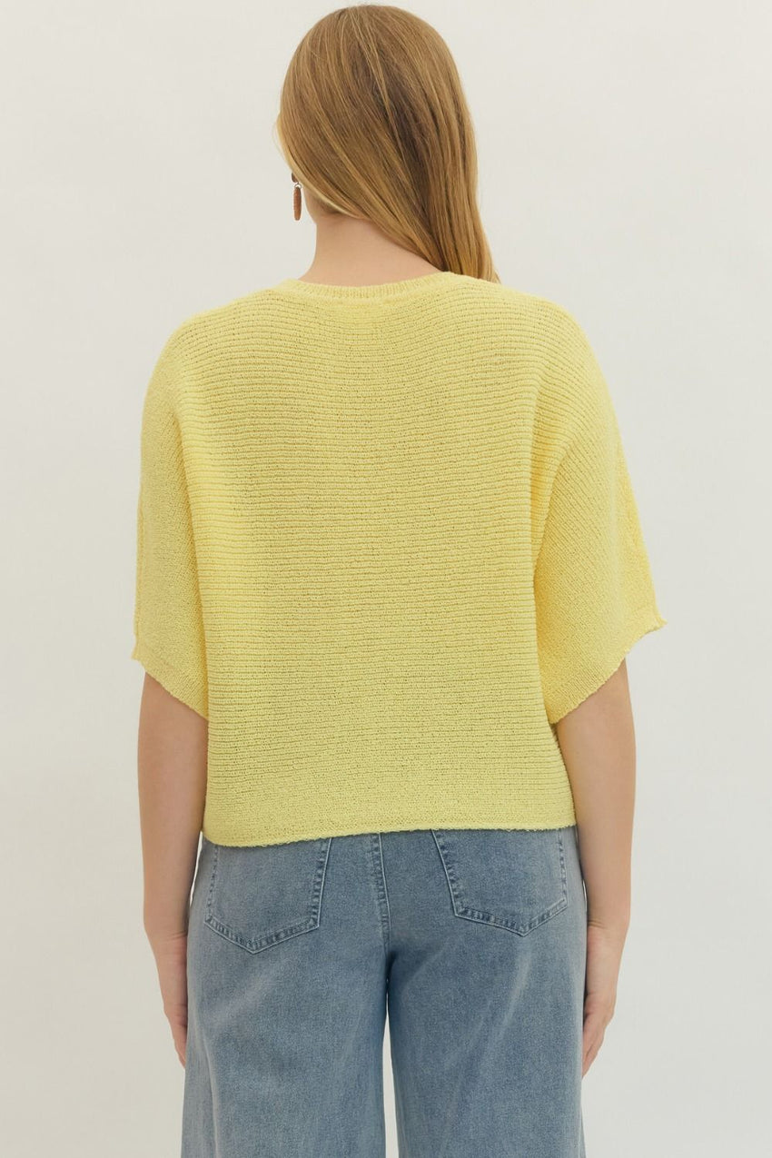 T30497 Lemon Textured Knit SS Top
