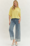 T30497 Lemon Textured Knit SS Top