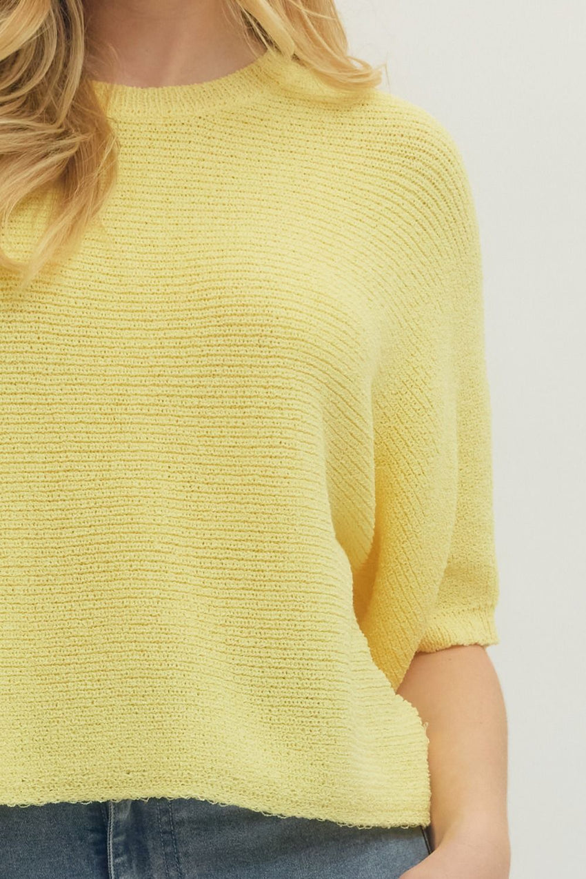 T30497 Lemon Textured Knit SS Top