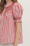 T29322 Striped Short Puff Sleeve Top