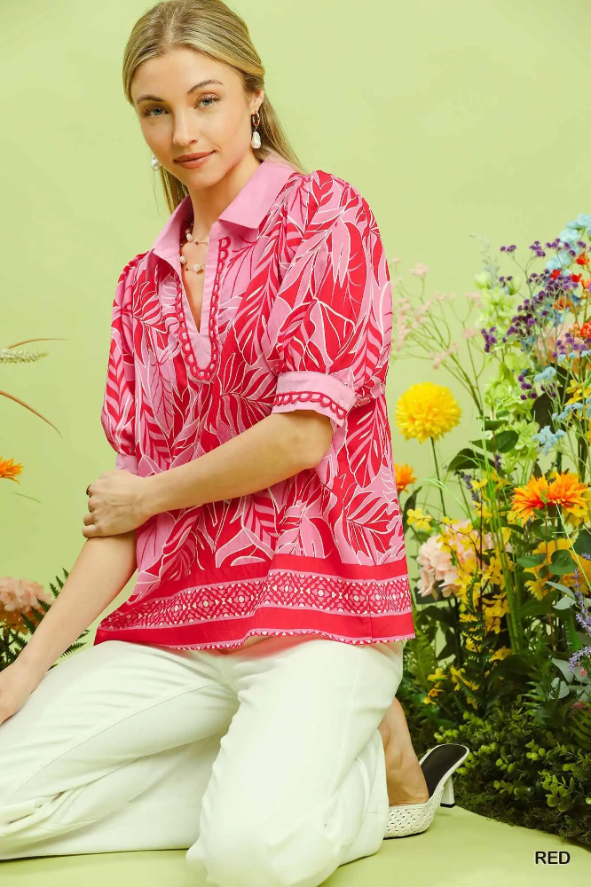 C5775 Tropical Print Blouse