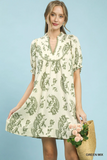 K1856 Paisley Scallop Trim Dress