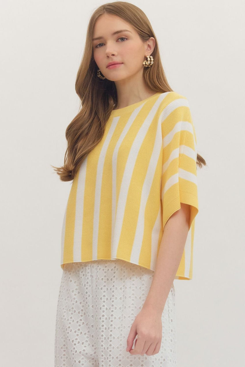 T30498 Yellow Striped SS Top