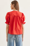 T31011 Red Button Closure Top