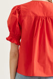 T31011 Red Button Closure Top