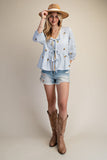 ET29371 Stripe Embroidery Top