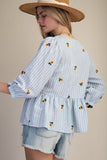 ET29371 Stripe Embroidery Top