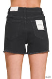 DHP-9523Y Black Raw Frayed Denim Shorts