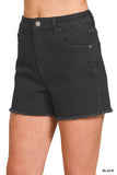DHP-9523Y Black Raw Frayed Denim Shorts