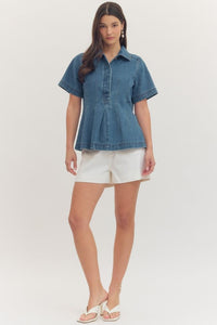 T31225 Lt Denim SS Top