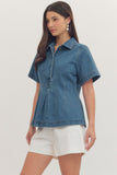 T31225 Lt Denim SS Top