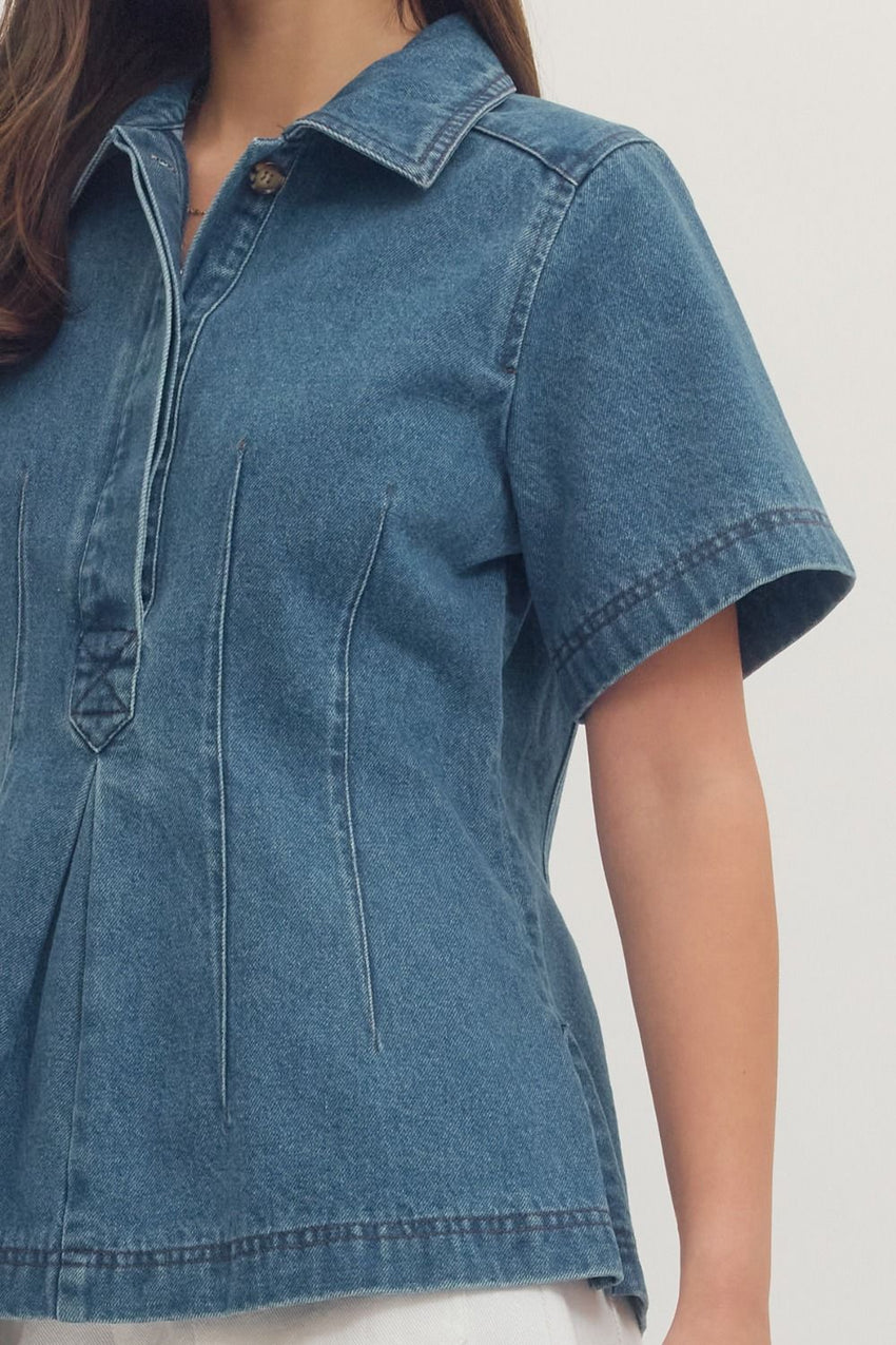 T31225 Lt Denim SS Top