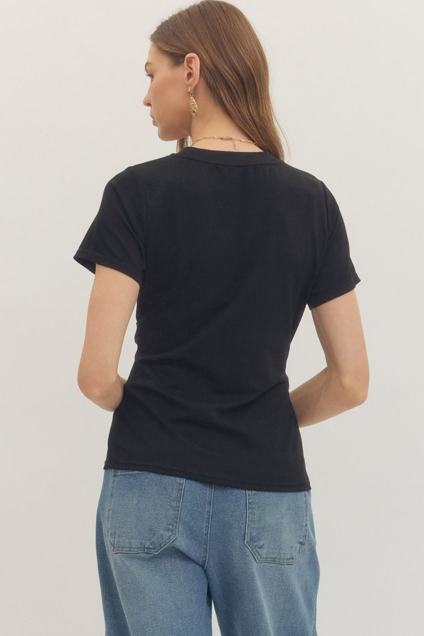 T31275 Black Knit Top
