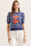 T30685 Navy Anchor Sweater