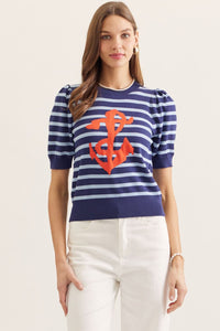 T30685 Navy Anchor Sweater