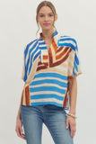 T30359 Printed V-neck Top