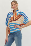 T30359 Printed V-neck Top