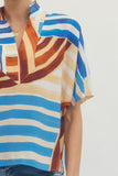 T30359 Printed V-neck Top