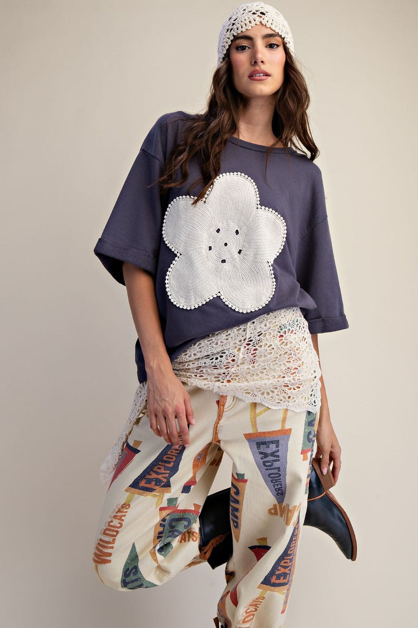 ET19025 Floral Patch Terry Top
