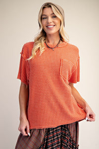 ET71965 Rust Waffle Top