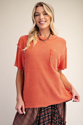 ET71965 Rust Waffle Top