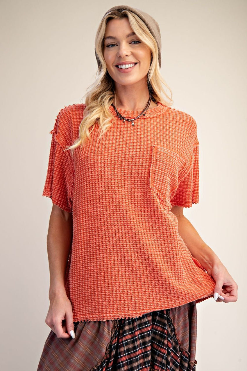 ET71965 Rust Waffle Top