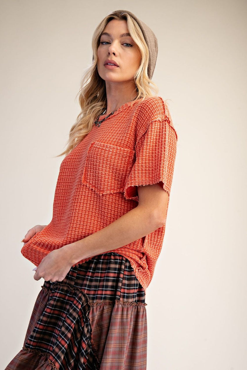 ET71965 Rust Waffle Top