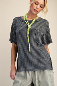 ET71965 Black Waffle Top