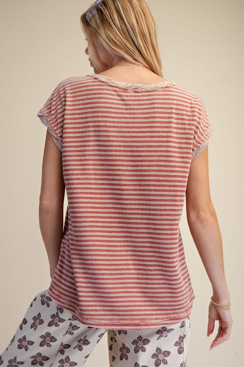 ET29554 Red Striped Top