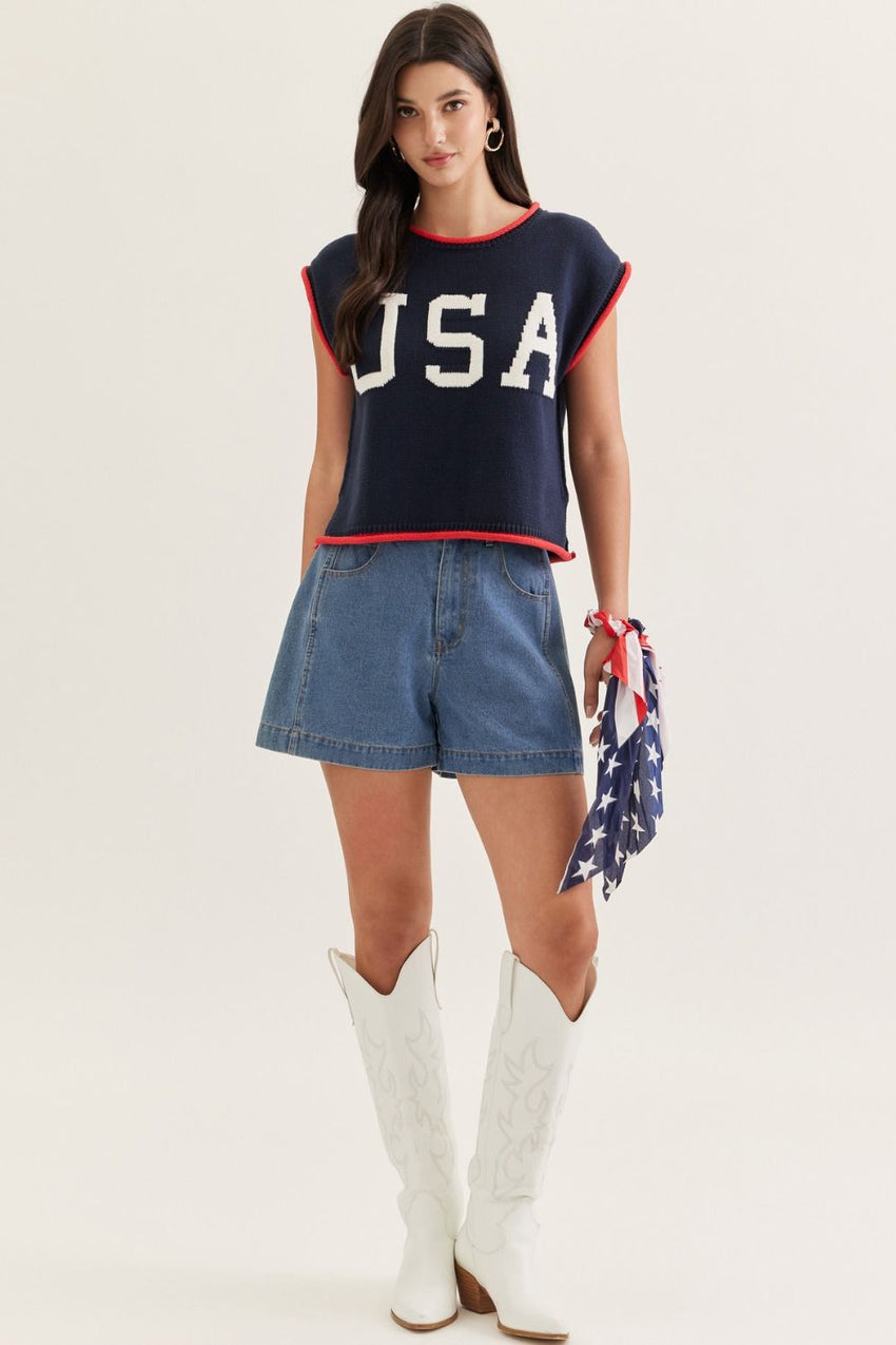 T31784 Navy USA Top