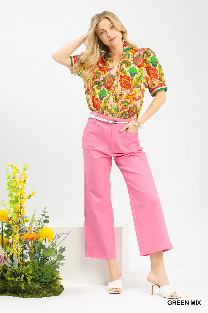 K1589 Peach Floral/Paisley Top